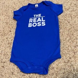 BNWOT super soft online exclusive “The Real Boss” 24M infant bodysuit.